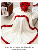 Knitted blanket bouquet with rose flowers-【LOOM-025】 - Image 15