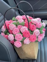 Knitted blanket bouquet with rose flowers-【LOOM-025】 - Image 3