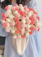 Knitted blanket bouquet with rose flowers-【LOOM-025】 - Image 2