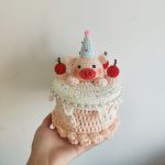Hand  Crochet Pig Birthday Cake Trinket Box-【LOOM-021】 - Image 3