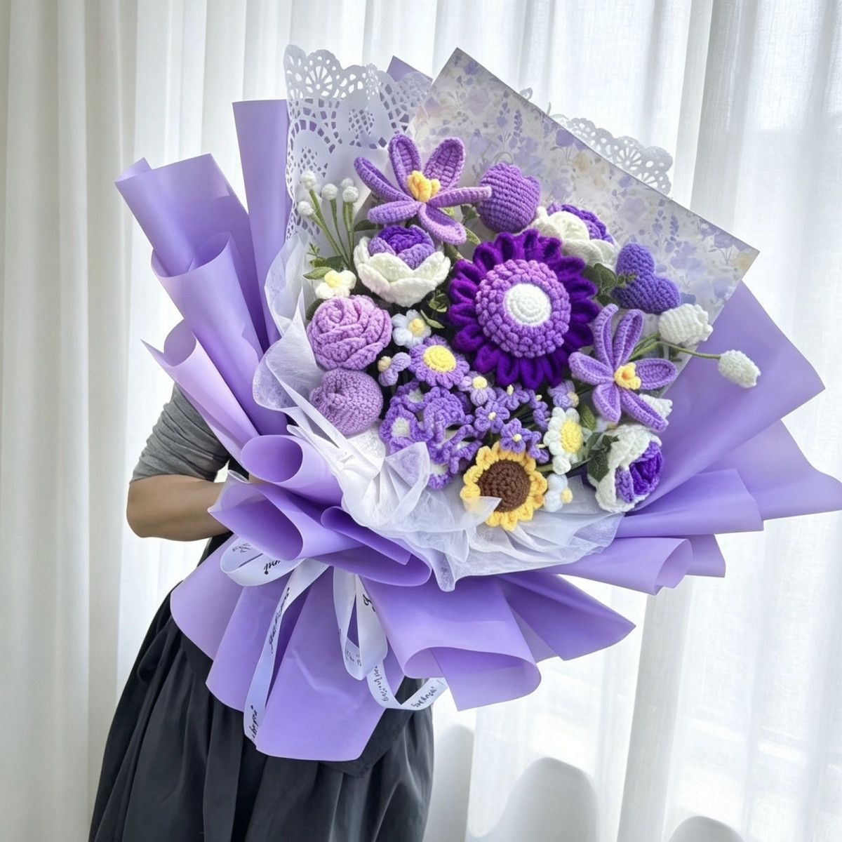 微信图片_20260816164154_1318_57 Hand Crocheted Mixed Color Flower Bouquet【LOOM-020】 - Image 1