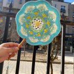 Multi Color Handmade Crochet Palace Fan, Retro Hanfu Accessory Home Decor-【LOOM-017】