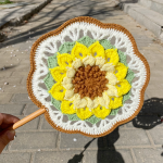 Multi Color Handmade Crochet Palace Fan, Retro Hanfu Accessory Home Decor-【LOOM-017】 - Image 5