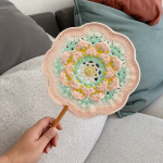 Multi Color Handmade Crochet Palace Fan, Retro Hanfu Accessory Home Decor-【LOOM-017】 - Image 2