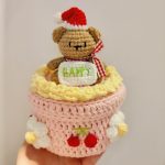 Hand Crochet Christmas Bear Cake Shaped Storage Box【LOOM-016】 - Image 4