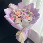 Multi Color Handmade Crochet Bouquet, Knitted Rose Mixed Flower Arrangement-【LOOM-015】 - Image 3