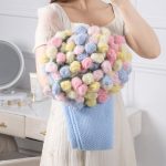 Hand Knitted Rose Bouquet Blanket, 2In1 Foldable Flower Throw Blanket Gift【LOOM-012】