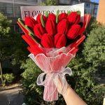 Handmade Pipe Cleaner Tulip Bouquet, Finished Artificial Flower Gift【LOOM-011】 - Image 4