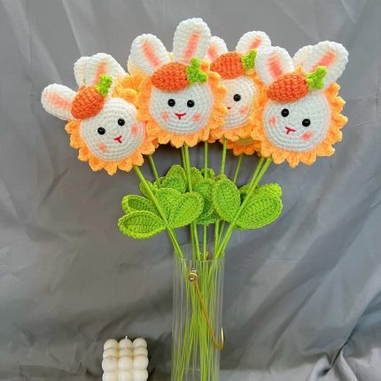Crochet Bunny Sunflower Bouquet | Handmade Kawaii Animal Flower Gift -【LOOM-047】