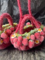 Crochet Strawberry Handbag | Fuzzy Fruit Tote Bag-【LOOM-004】 - Image 4