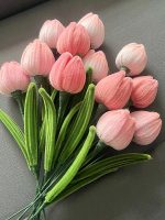 Crochet Tulip Bouquet with Wrapping | Handmade Kawaii Pink Flower Gift -【LOOM-045】 - Image 3