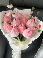 Crochet Tulip Bouquet with Wrapping | Handmade Kawaii Pink Flower Gift -【LOOM-045】 - Image 7